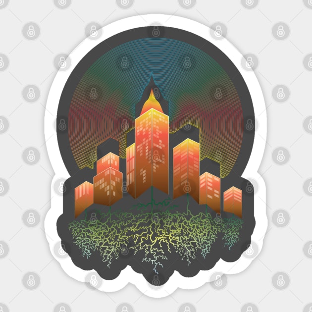 Skyscrapers decorated with rainbows Sticker by tepy 